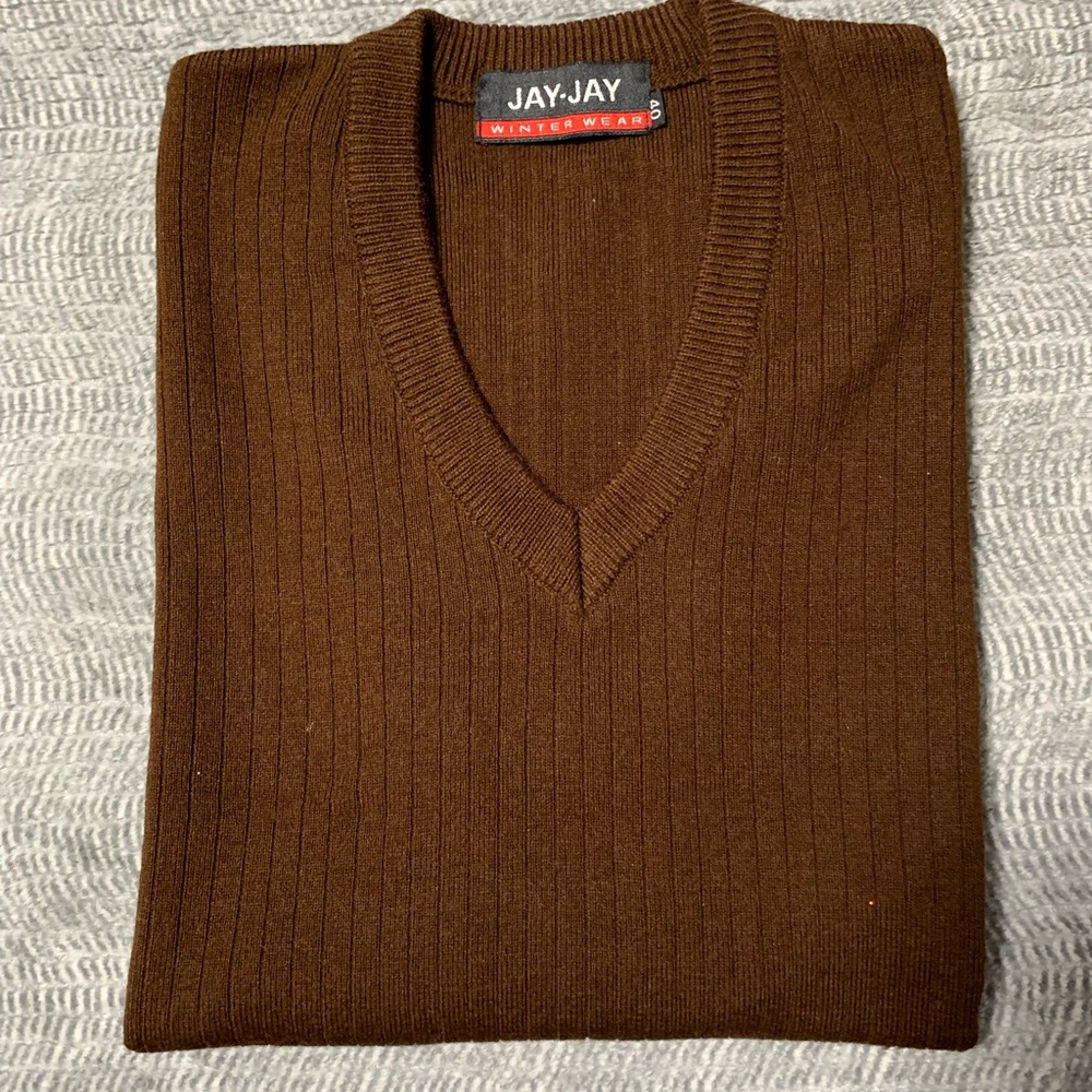 3/$10 Men’s JAY - JAY WINTER WEAR Brown Ribbed Sleeveless Sweater Vest Size 40